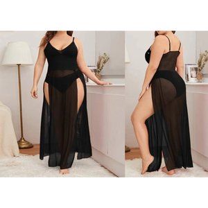 Equal love Plus Split Thigh Slips With Panty Lingerie